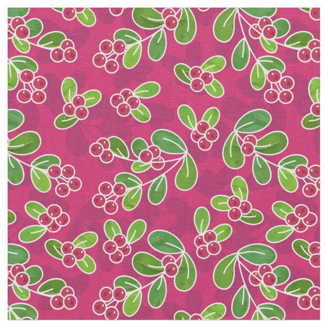 Festival Cranberry Foliage Muster, Fuchsia Stoff (Nahaufnahme)