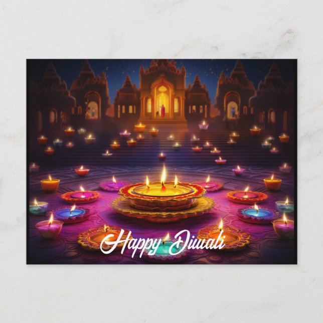 Festival der Lichter: Diwali Feiern Postkarte (Vorderseite)