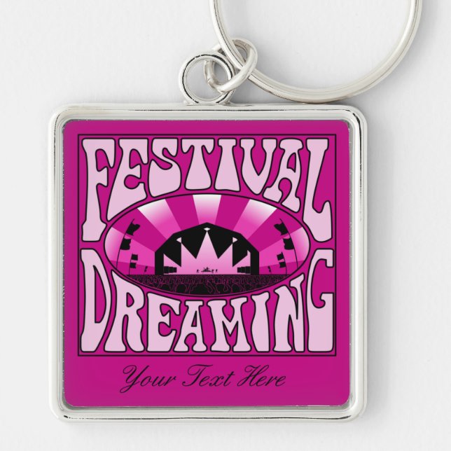 Festival Dream Vintag Retro Rosa-Schwarz + Rosa Schlüsselanhänger (Vorne)