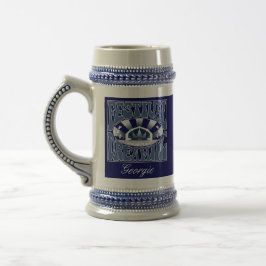 Festival Dreaming Vintag Retro Navy-White Grafik Bierglas
