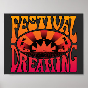 Festival Dreaming Vintag Retro Rot-Gelb Grafik Poster