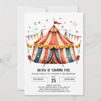Festival Editable Joy Circus Geburtstag Einladung
