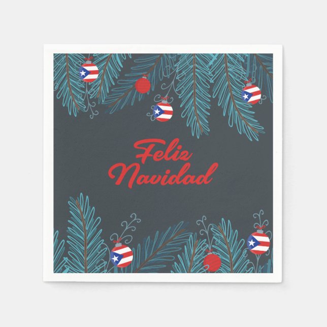 Festival Feliz Navidad Puerto Rican Paper Napkin Serviette (Vorderseite)