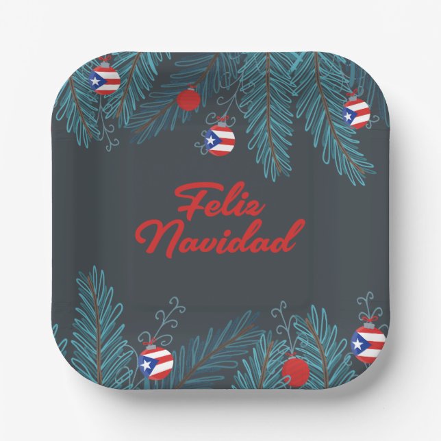 Festival Feliz Navidad Puerto Rico Pappteller (Vorderseite)