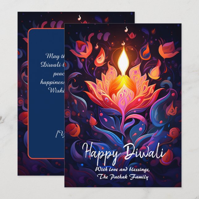 Festival Flame Mosaik Diwali Karte (Vorne/Hinten)