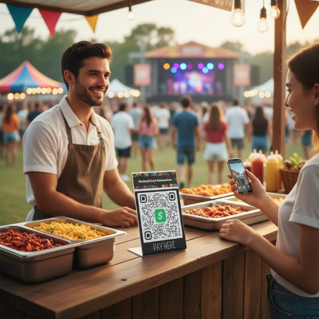 Festival Food Concessions Personalisiert Cash App Sockelschild (Festival Food Concessions Personalized Cash App Pedestal Sign)