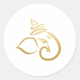 Festival Ganesh | Indischer Gott | Imitate Gold Runder Aufkleber