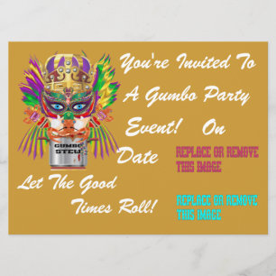 Festival-Gumbo-Königin-Ansicht deutet bitte an Einladung