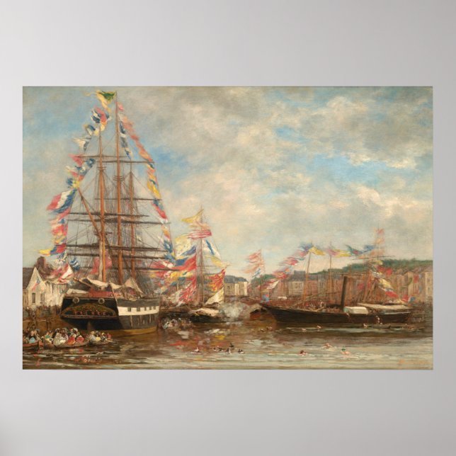 Festival Hafen von Honfleur Eugène Boudin Poster (Vorne)