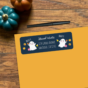 Festival Halloween Ghosts Blue Return Address Labe