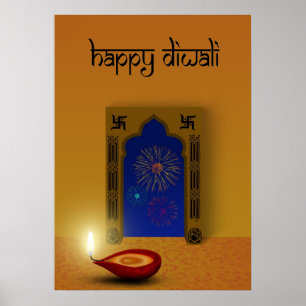 Festival Happy Diwali Feuerwerk - Poster drucken