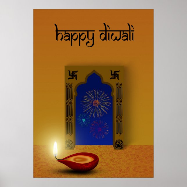 Festival Happy Diwali Feuerwerk - Poster drucken (Vorne)