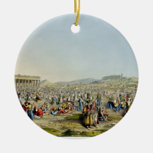 Festival in Athen, Kneipe. durch J. Rodwell, 1830 Keramikornament (Vorne)