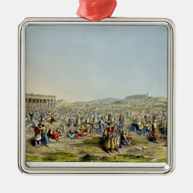 Festival in Athen, Kneipe. durch J. Rodwell, 1830 Ornament Aus Metall (Vorne)
