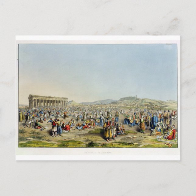 Festival in Athen, Pub. von J. Rodwell, 1830 (aqua Postkarte (Vorderseite)