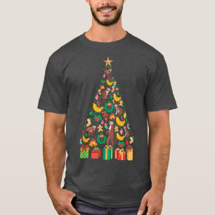 Festival Monkey Banana Weihnachten Baumdesign T-Shirt