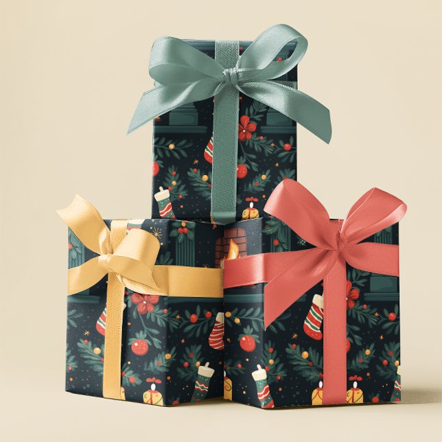 Festival Red Candy Cane Gift Wrap Geschenkpapier (Von Creator hochgeladen)