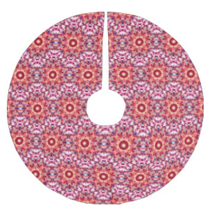 Festival Red Maximalist Weihnachts-Star-Muster Polyester Weihnachtsbaumdecke