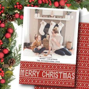 Festival Red Nordic Sweater Weihnachtsmuster Feiertagskarte