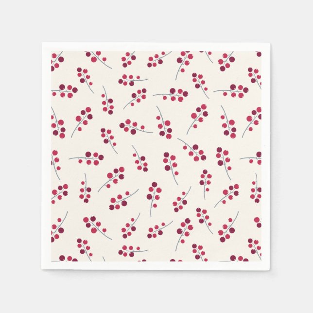 Festival Red Pip Berries Holiday Serviette (Vorderseite)