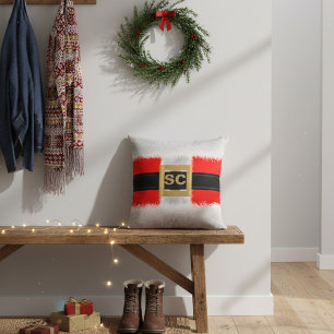 Festival Red Santa Anzug Monogram Christmas Pillow Kissen