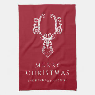Festival Red Stag Frohe Weihnachten Geschirrtuch