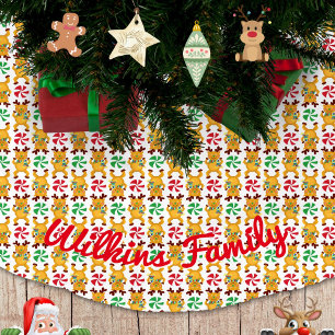 Festival Rentier Red Green Peppermint Candy Polyester Weihnachtsbaumdecke