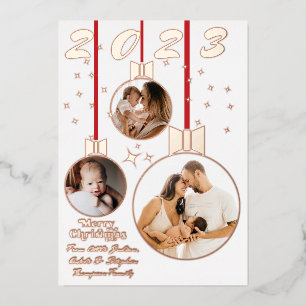 Festival Rot Weiß Erste Weihnachtsfeier 3 FotoColl Folien Feiertagskarte