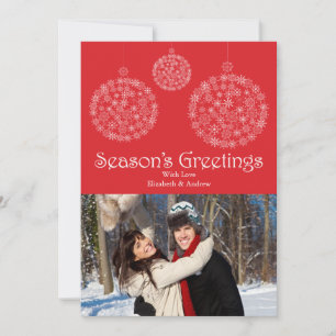 Festival Rote Snowflake Ornament Holiday Foto-Kart Feiertagskarte