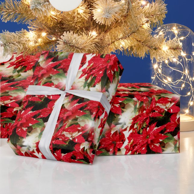 Festival Rotes Weißes Blumengestein Geschenkpapier (Feiertage)