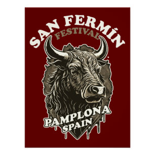 Festival San Fermin - das Laufen der Bullen Poster