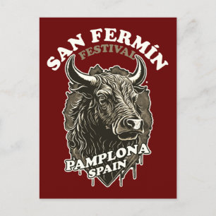 Festival San Fermin - das Laufen der Bullen Postkarte