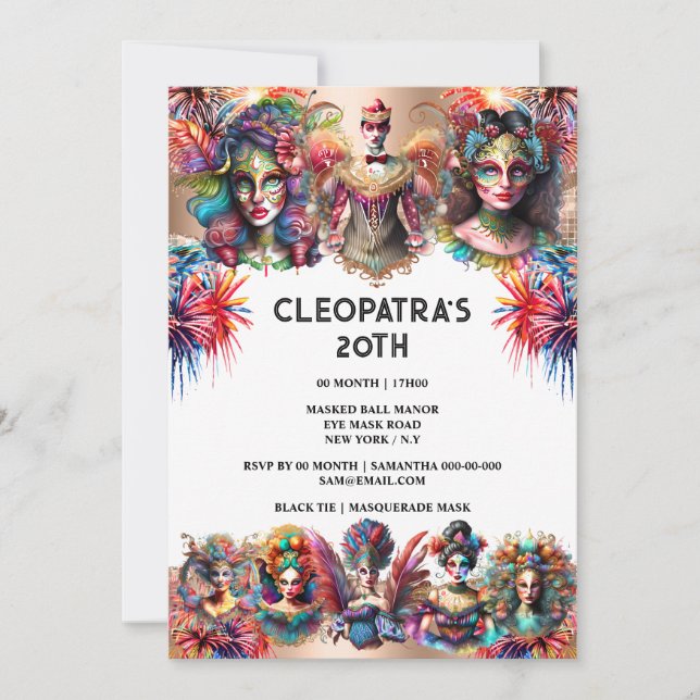 Festival Showman Frauen Feuerwerk Zirkus Karneval Einladung (Vorderseite)