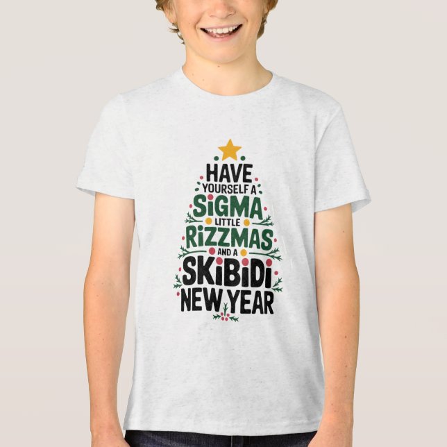 "Festival Sigma Rizzmas Tree Design" Tri-Blend Shirt (Vorderseite)