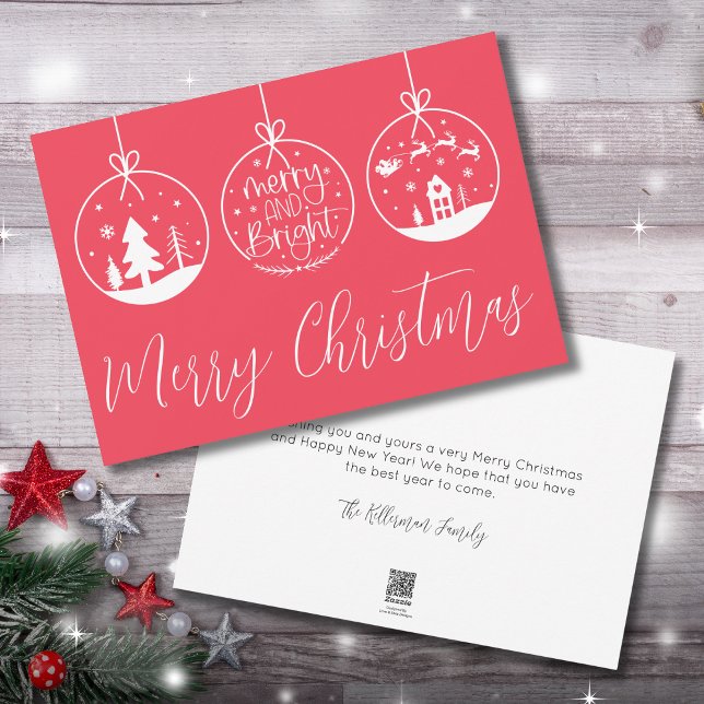 Festival Simple Merry Bright Weihnachten (Festive Simple Merry Bright Red Christmas Holiday Card)