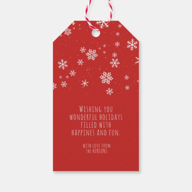 Festival Snowflakes Message - Red Christmas Holida Geschenkanhänger (Rückseite)