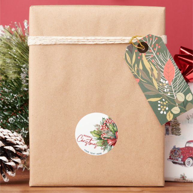 Festival süße Candy Canes Frohe Weihnachten Runder Aufkleber (Feiertag)