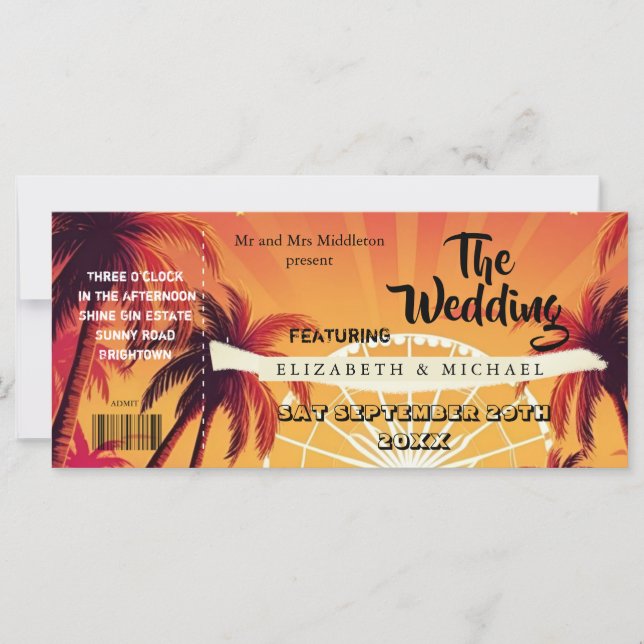 Festival Ticket Palm Wedfest Hochzeit (Vorderseite)