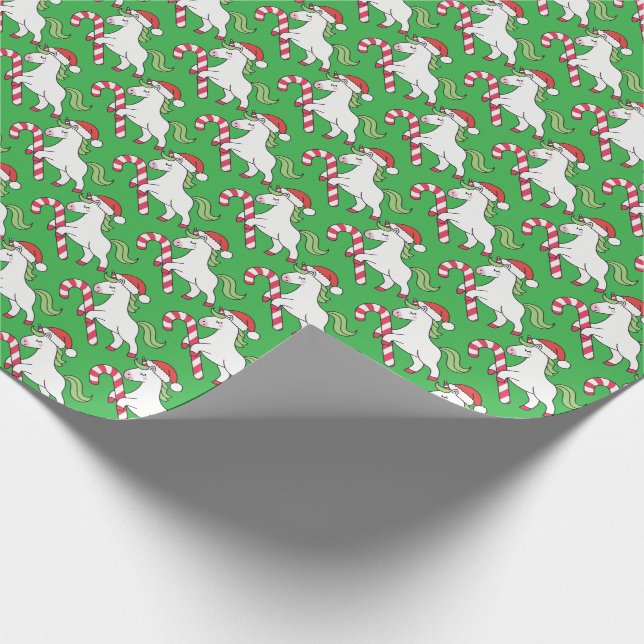 Festival Unicorn Candy Cane Geschenkwrap Geschenkpapier (Ecke)