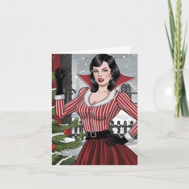 Festival Vampire Lady Weihnachten Karte (Vorderseite)