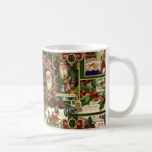 Festival Vintage Christmas Ephemera Collage Green Kaffeetasse