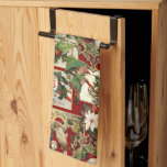 Festival Vintage Christmas Ephemera Collage-Red Geschirrtuch<br><div class="desc">Spaß,  festliche,  farbenfrohe und faszinierende Urlaubsmuster mit fröhlich alten Weihnachtsephemeriden aus Viktorianischer Zeit,  einschließlich Santas in verzierten Rahmen,  Heilig,  Mistletoe,  Schlitten,  Winterszenen,  glückliche Kinder und frohe Weihnachtsgrüße auf rotem Hintergrund.</div>