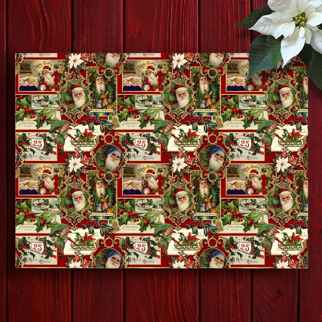 Festival Vintage Christmas Ephemera Collage-Red Seidenpapier (Von Creator hochgeladen)