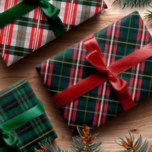 Festivales, stylisches, mehrfarbiges Kariertes Mus Geschenkpapier Set