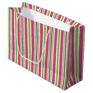 Festivalpink Candy Stripes Geschenktasche Große Geschenktüte