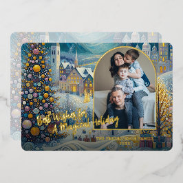 Festivals Abstrakt Winter Wonderland Kunst, Dichtu Folien Feiertagskarte