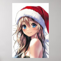 Festivals Anime Girl-Weihnachtsmannmütze mit hellb