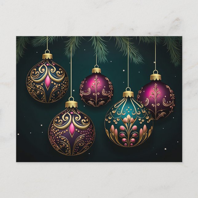 Festivals Baubles Weihnachtsgrüßkarte Postkarte (Vorderseite)