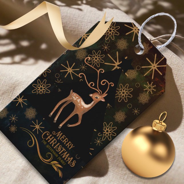 Festivals BLACK GOLD Dei Christmas Geschenkanhänger (Festive BLACK GOLD Deer Christmas Gift Tags)