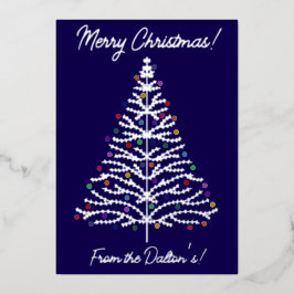 Festivals Blau & Silver Moderner Weihnachtsbaum Folien Feiertagskarte